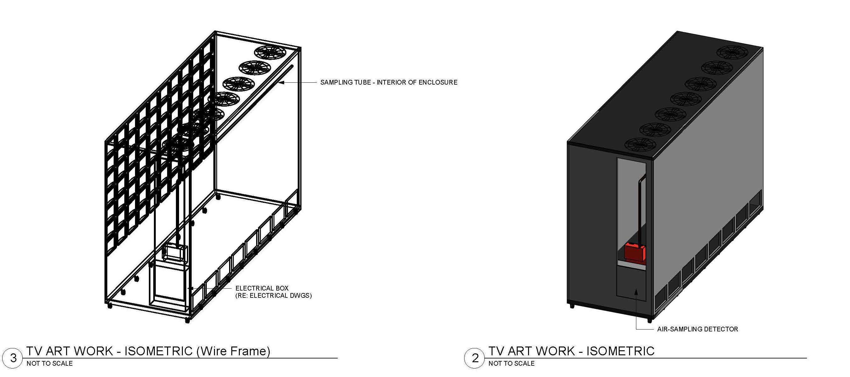 Schematic drawing of metal armature casing